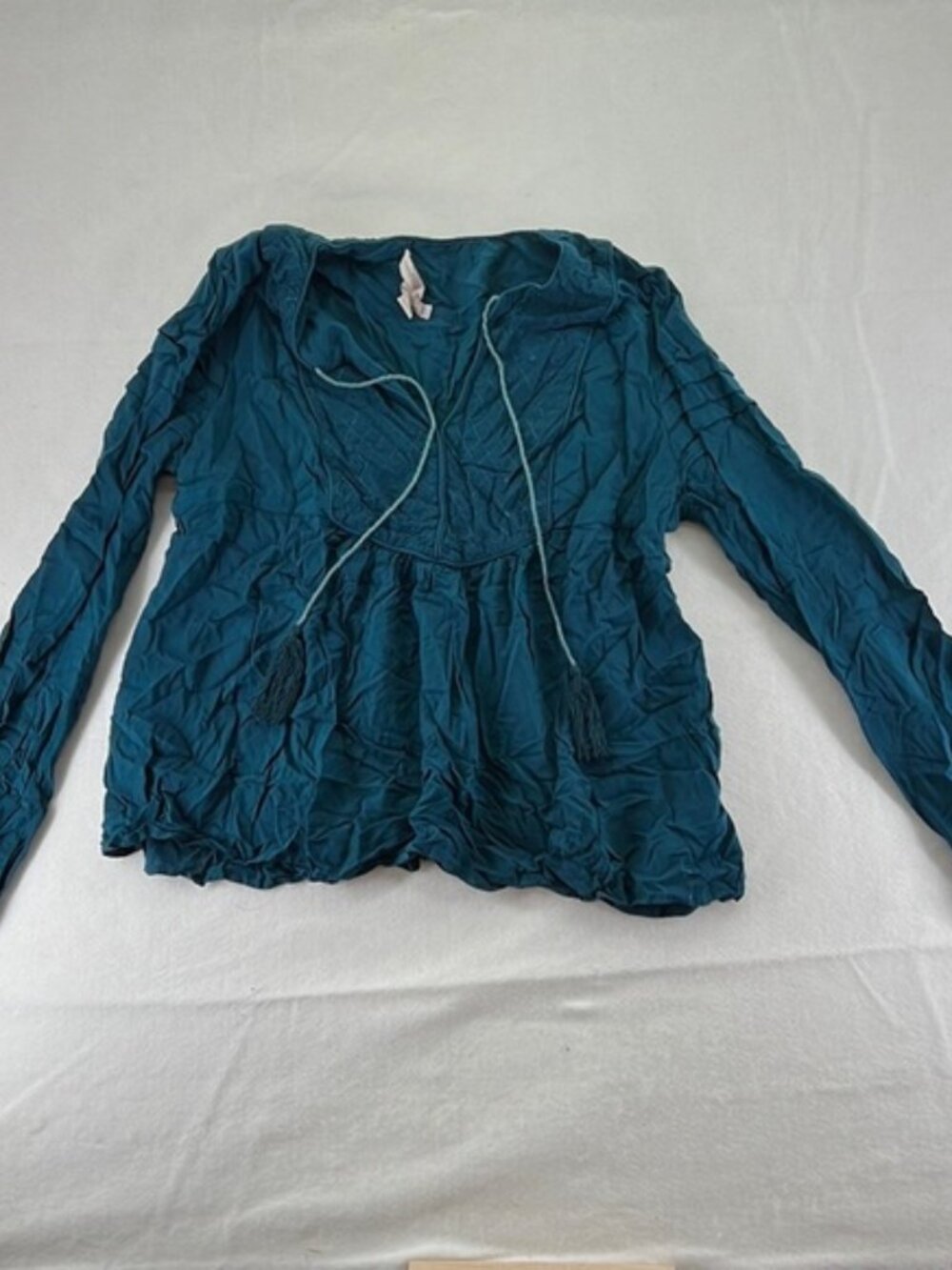 Forever 21 Contemporary Long Sleeve Blouse Shirt Blue Womens Size M